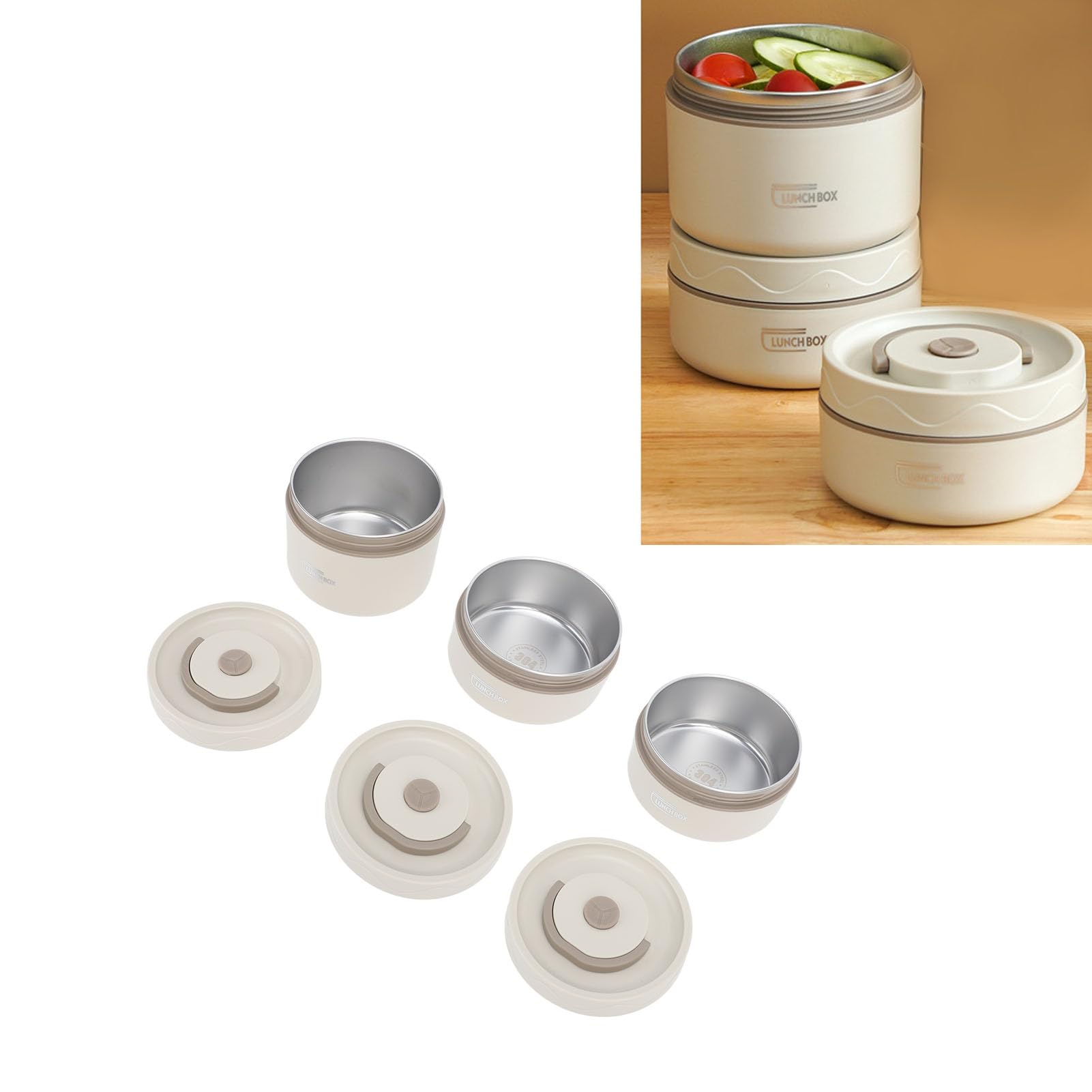 Lunch Box Coibentato, Contenitore per Alimenti Portatile in Acciaio Inossidabile con Borsa, Set di Posate (3 pezzi)