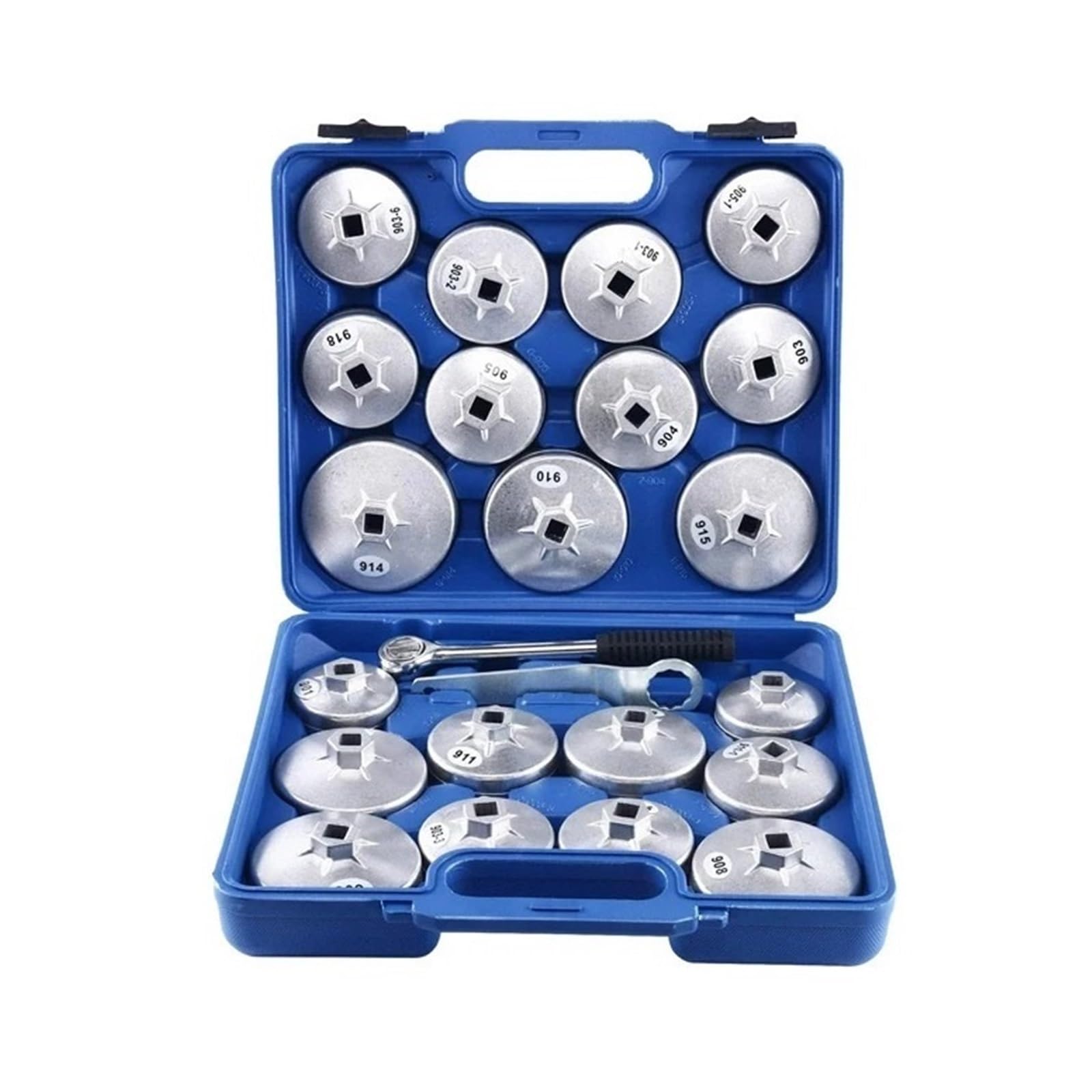Zestaw 23 kluczy nasadowych do demontażu nasadek filtra oleju samochodowego 1/2" 12,5 mm z grzechotką, ręczny klucz z etui, narzędzie do automatycznego demontażu