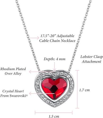 Miniatura 6 de TRYNDI Collar de corazón rojo de San Valentín y aretes de corazón para esposa mamá hija novia adolescentes regalos para esposa de parte del marido