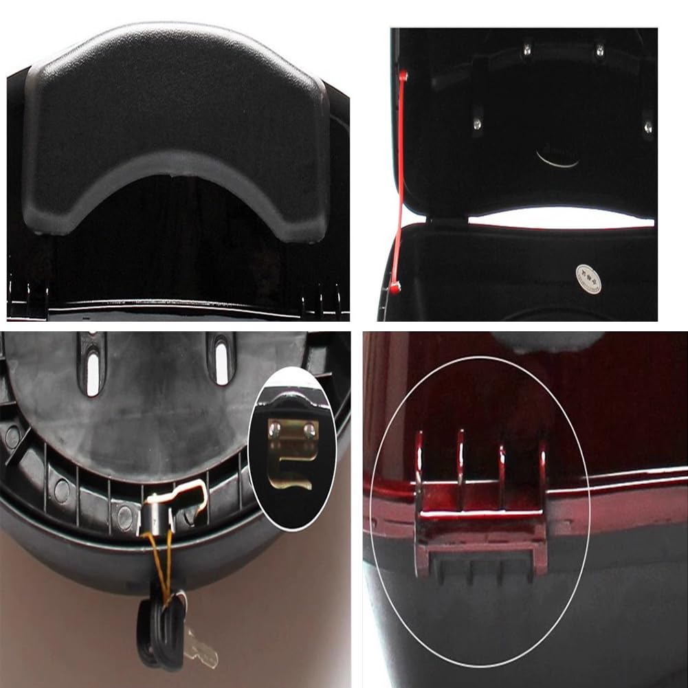 Boîte Arrière De Moto Durable avec Accessoires De Montage Et Éclairage De Nuit Caisse De Rangement pour Scooter,Bleu,35x38x28cm