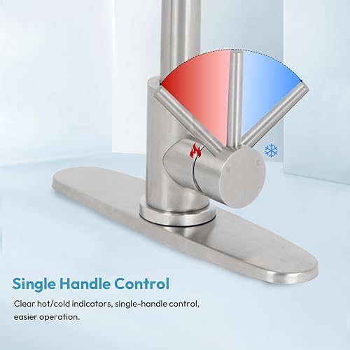 Miniatura 7 de Grifo de cocina con rociador extraíble, grifo de fregadero de cocina comercial con relleno de olla, grifo de boquilla doble de acero inoxidable de