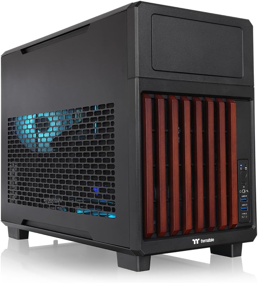 Thermaltake TR200 WS; Micro Chassis; Wood Front Trim; mATX/mITX Support; 360mm Radiator Support; 365mm GPU Clearance; 175mm Air Cooler Clearance; 5.25" Bay Support; Black; CA-11L-00S1NN-WS