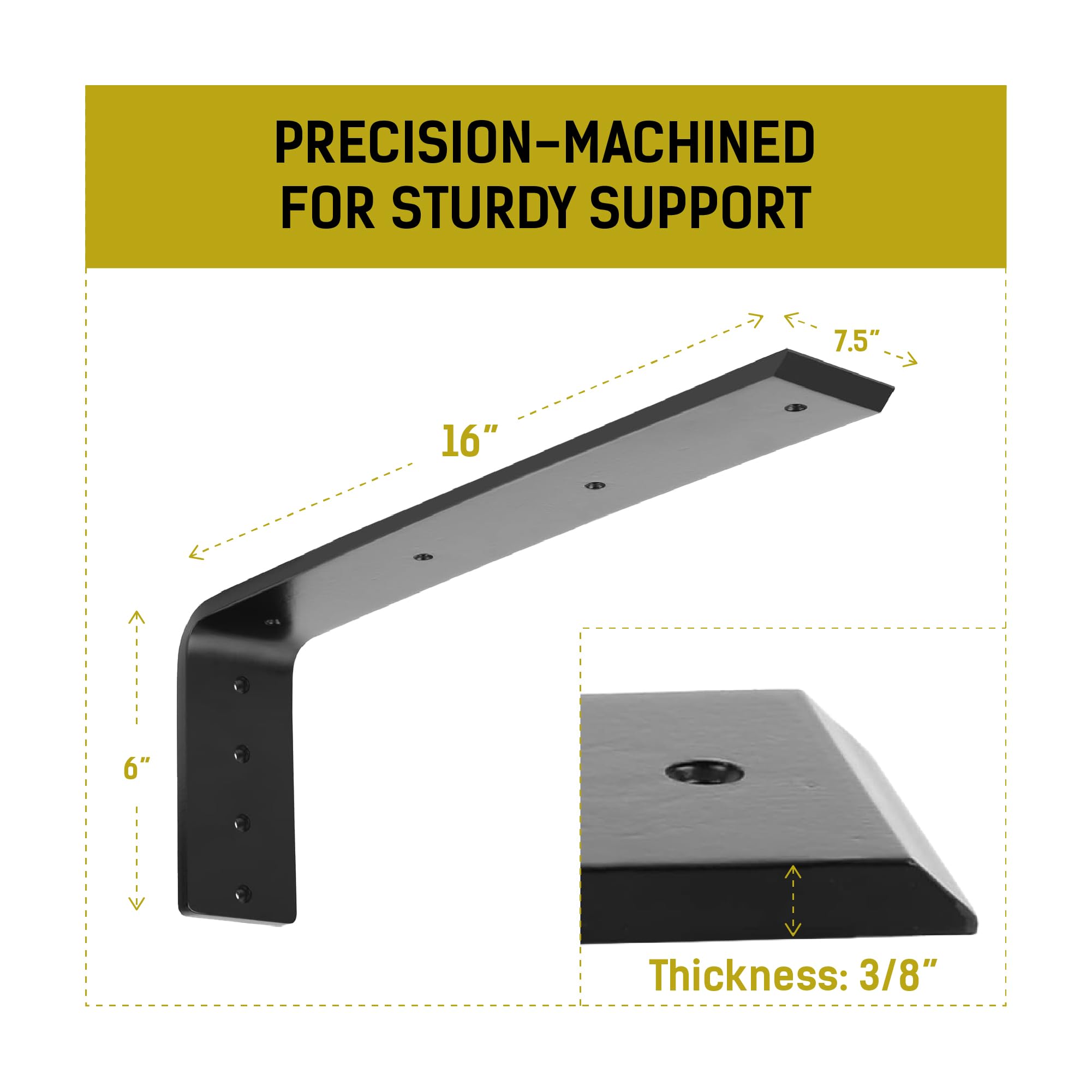 Heavy Duty Large Countertop Shelf L Bracket 16 Inch Solid Steel Metal - Support Corner Brackets Include Hardware for Easy Installation - Image 4