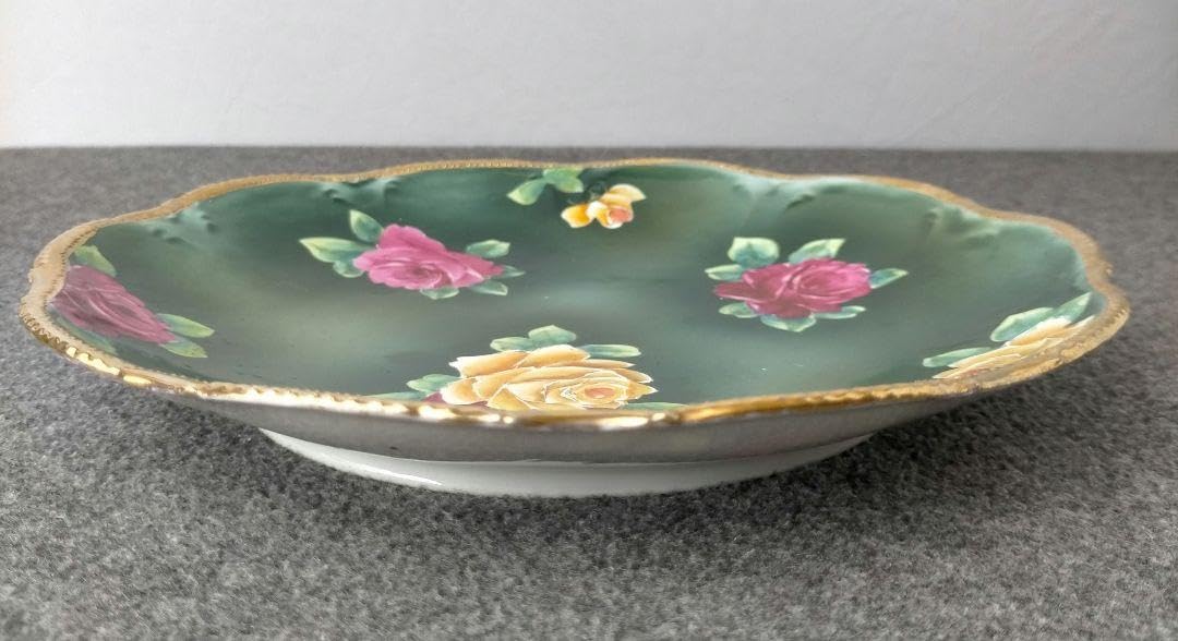 レア品☆カエデ印☆オールドノリタケ 金彩点盛り薔薇絵皿