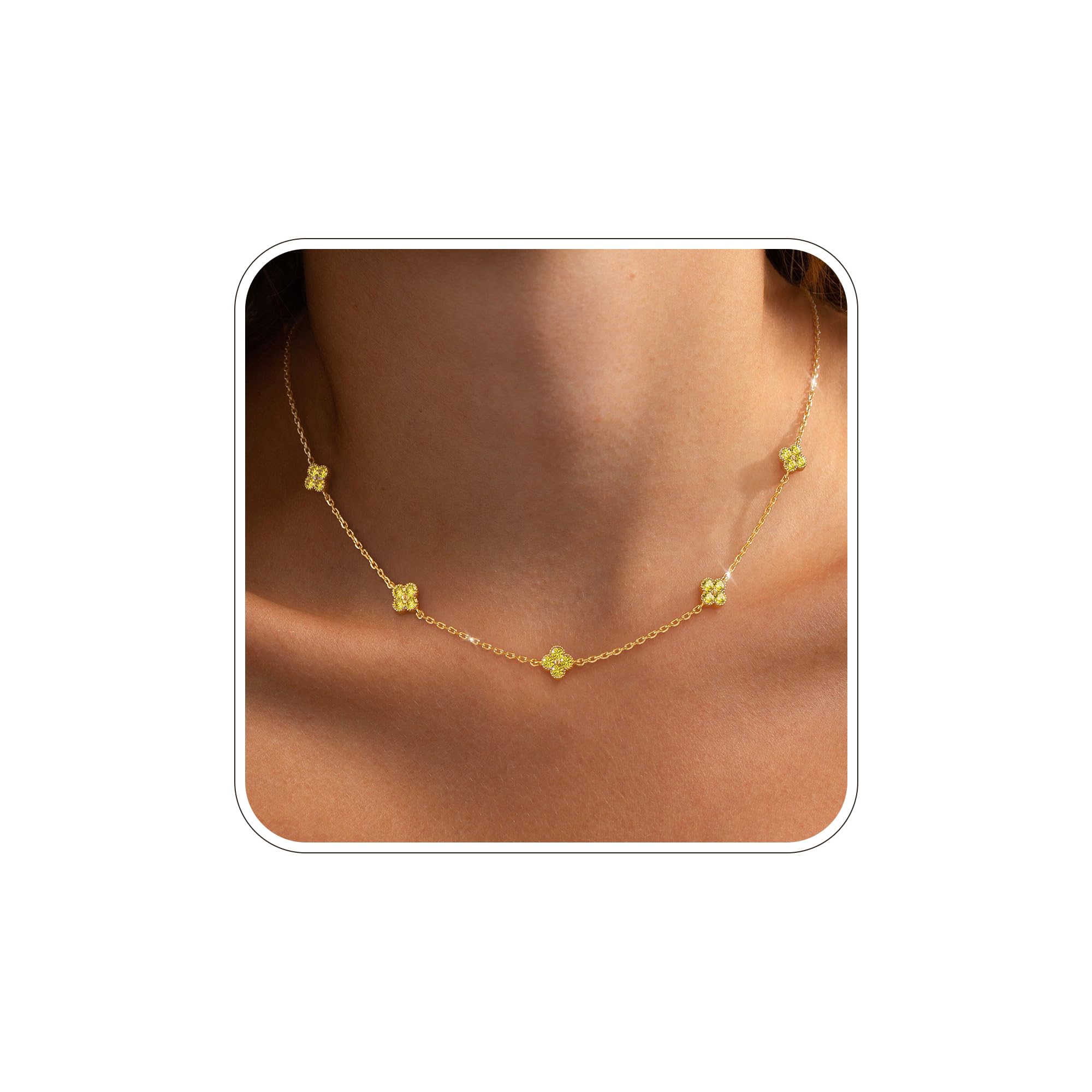 ZOERAY Geburtsstein Kette Gold Damen Halskette Wasserfest 18
