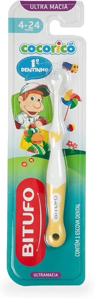 Escova de Dente Infantil Bitufo Cocoricó Primeiro Dentinho Ultramacia para 4 a 24 meses, Bitufo