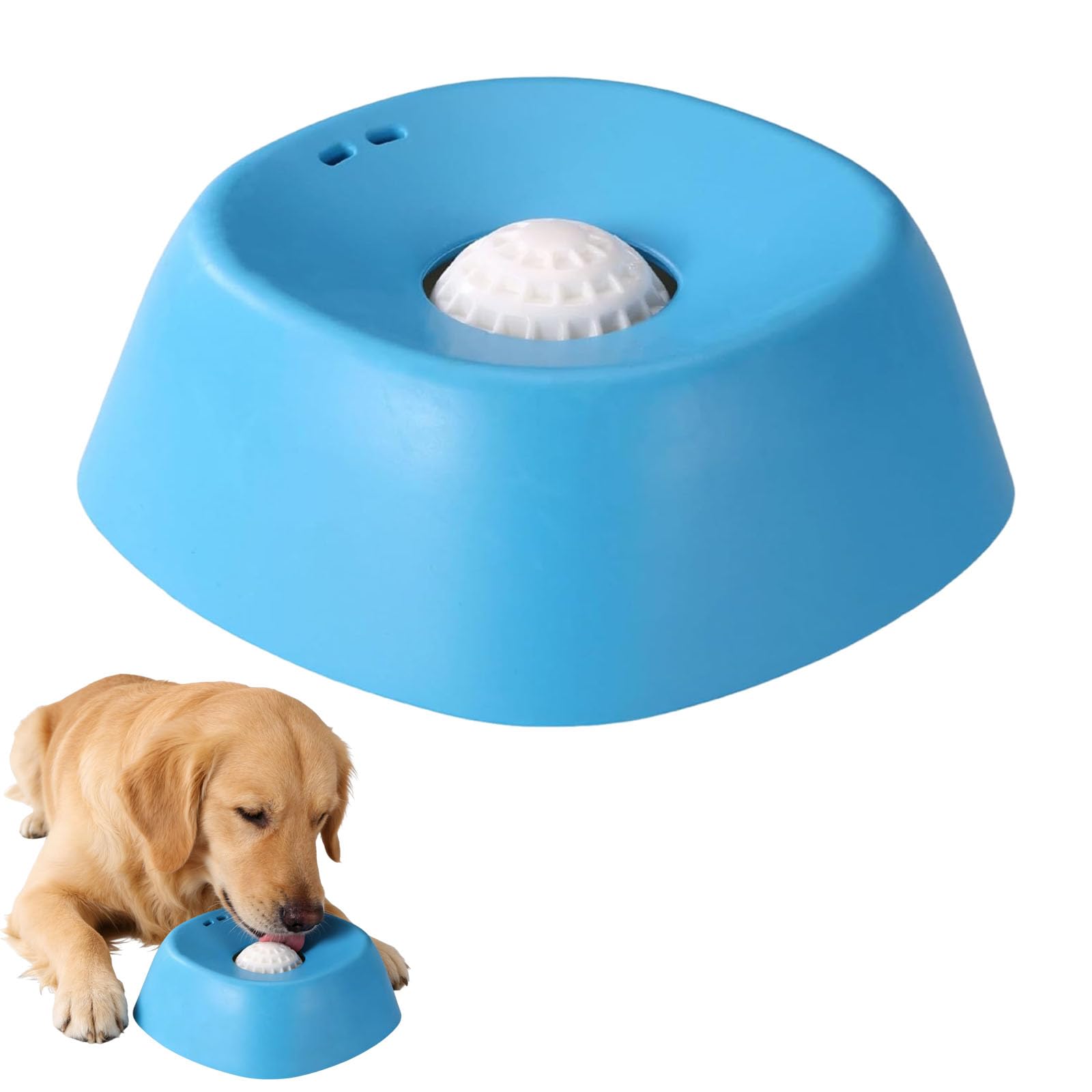 Dog Lick Bowl with Ball, Large Slow Feeder Dog Bowl, Interactive Licking Ball for Dogs, Dog Roller Ball Lick Bowl, 18 by 6 Inch Pet Feeding Solution