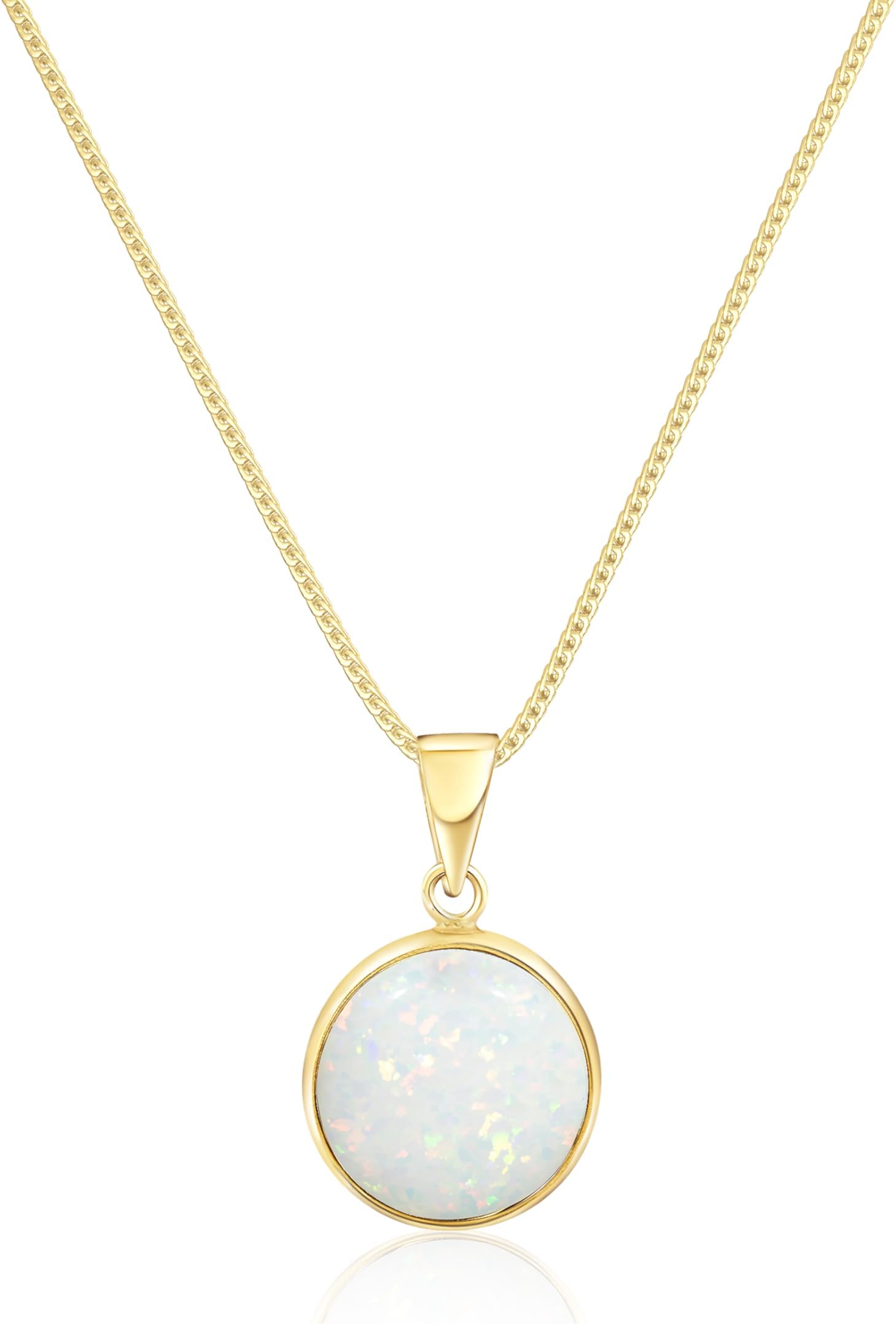 14K Gold Gemstone Necklace for Women - Solid Gold Necklaces - Gold Pendant Necklace - Gold Statement Necklace for Women - Gemstone Pendant Necklace - Anniversary Gifts for Wife - Gemstone Jewelry