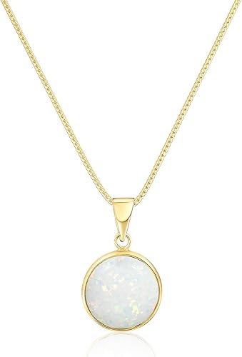 Miniatura 9 de 14K Gold White Opal Pendant - 14K Solid Yellow Gold Dainty Pendant with October Birthstone Pendant, 12mm Large Size Opal Gemstone - Handmade Bridal