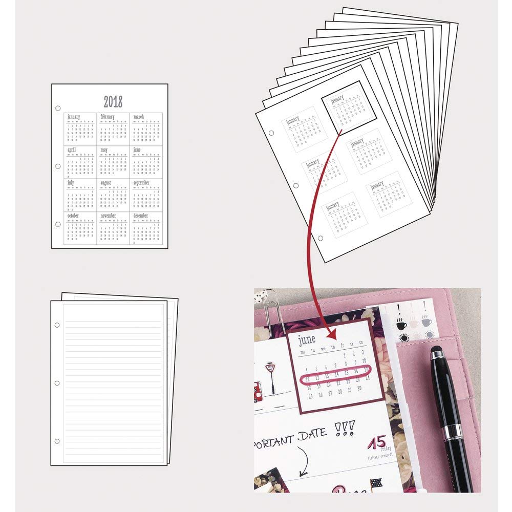 Carnet De Planification A5 Rayher - 12 Mois / 72 Semaines - 96 Pages 100g/m² - Pour Système My Planner