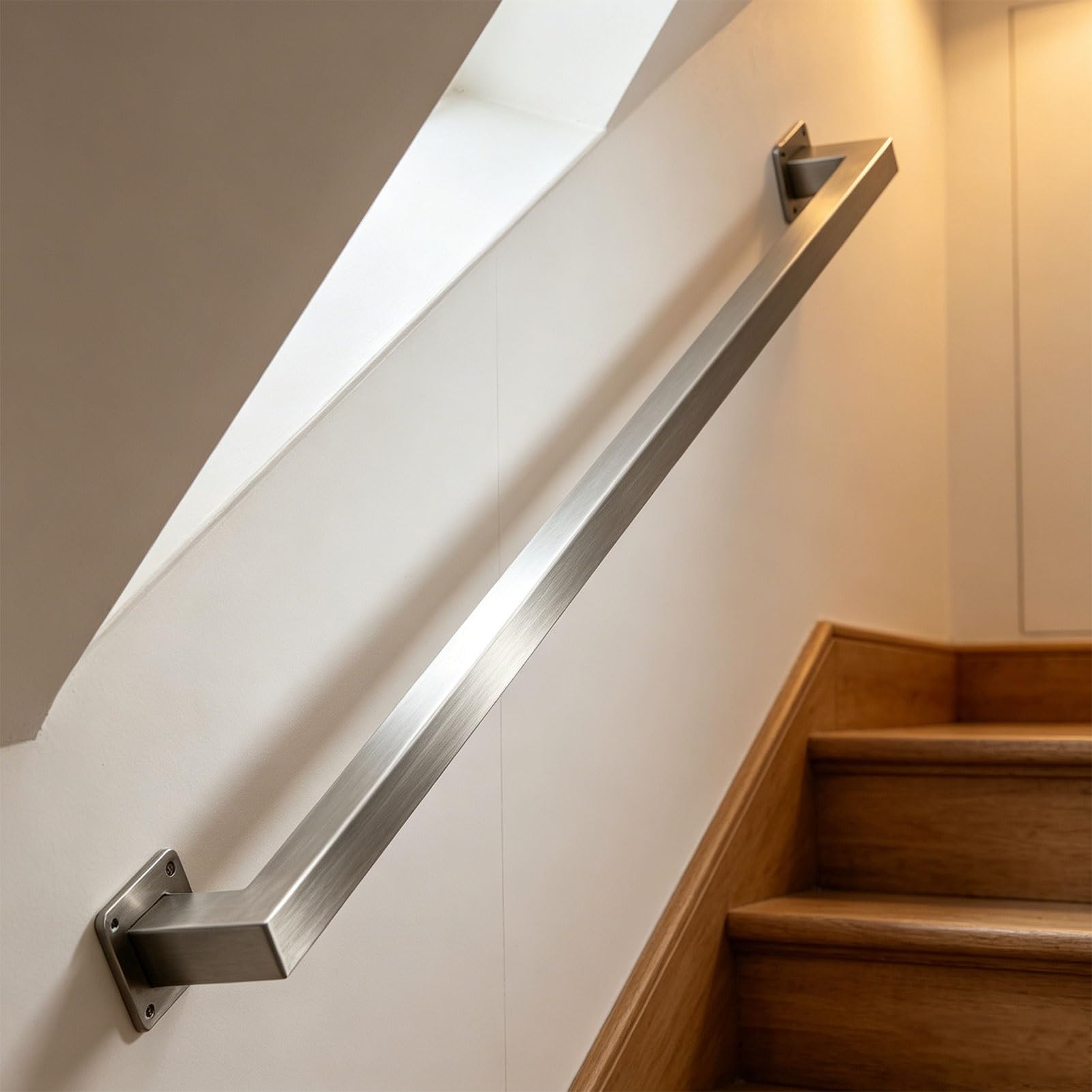 Renmlion One Color Industrial Handrails For Stairs Indoor，Wall Mounted Staircase Banister Hand Rails，Stainless Steel Stair Railing For Outdoor Grab Rail Safety Support Rod(13.1Ft/400Cm)