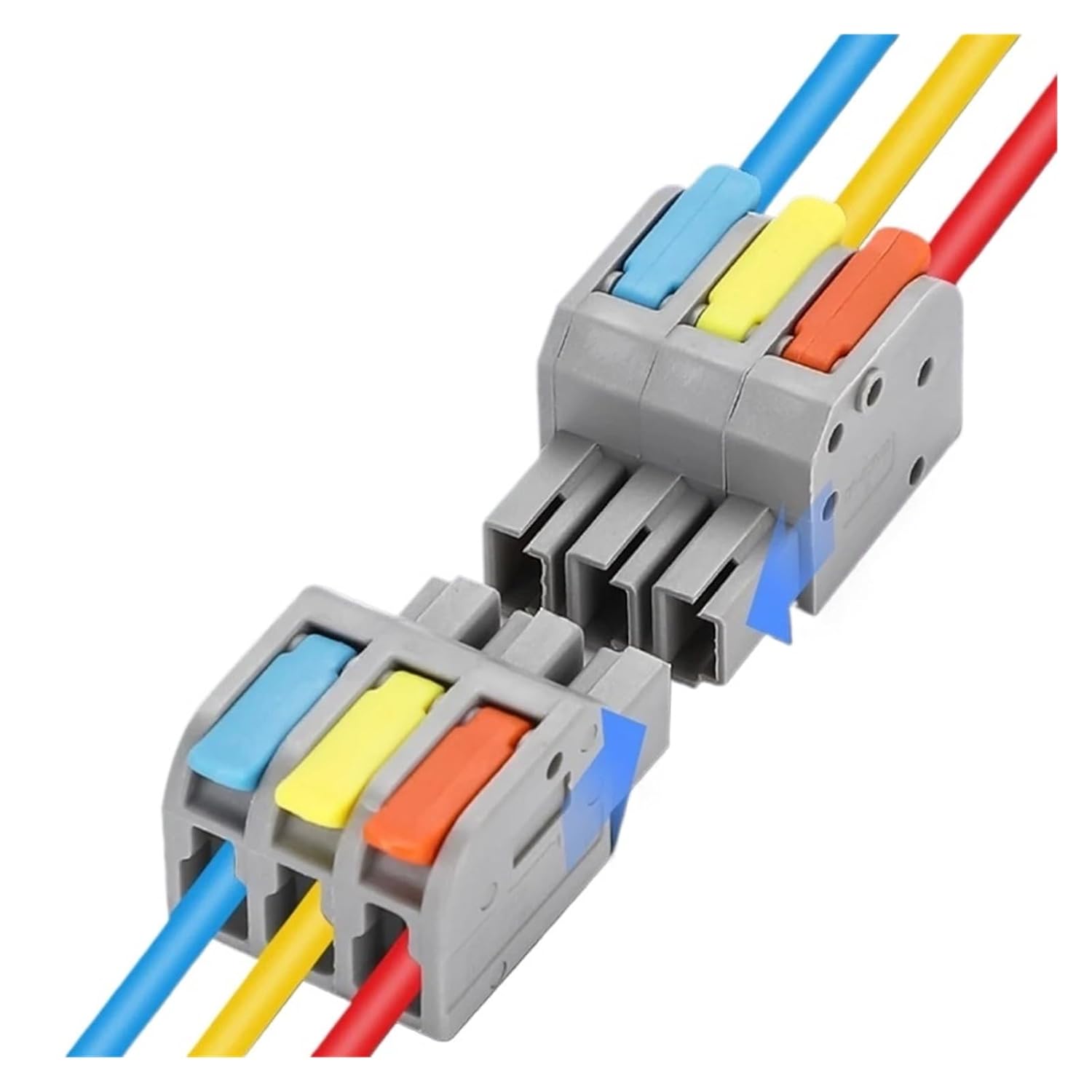 10PCS Docking Mini Quick Wire Connector Universal Compact Electrical Wiring Connectors Push-in Butt Conductor Terminal Block(DF2604D-5 Colour)