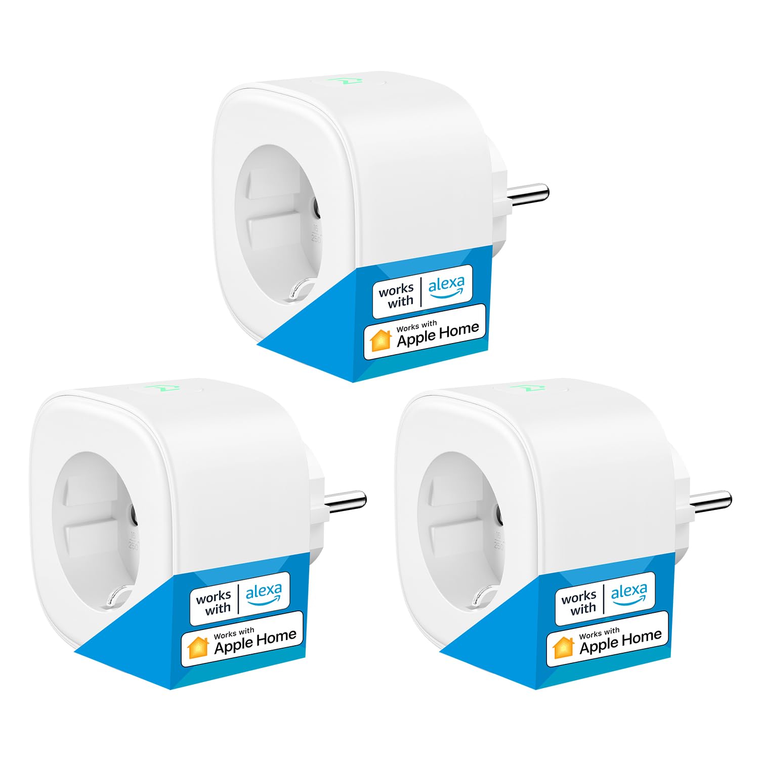 meross Meross Enchufe Inteligente WiFi 16A 3840W, Control Remoto por Meross App, Control de Voz, Compatible con Apple HomeKit, Alexa, Google Home y SmartThings, 3 Unidades