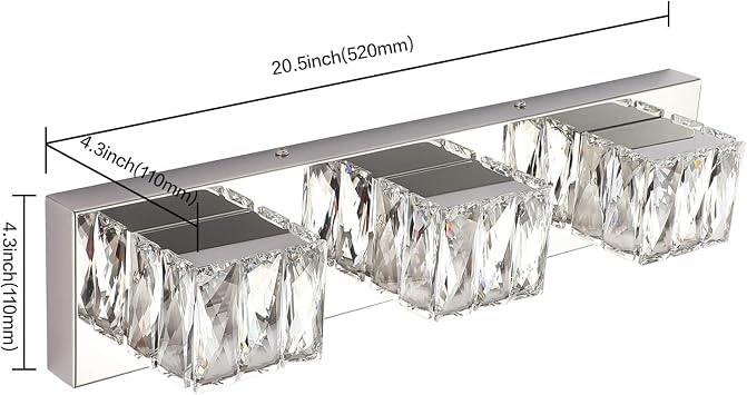 Bundle 3 Light with 4 Light Modern Crystal Led Bathroom Light Fixtures Over Mirror Chrome Vanity Light Bar