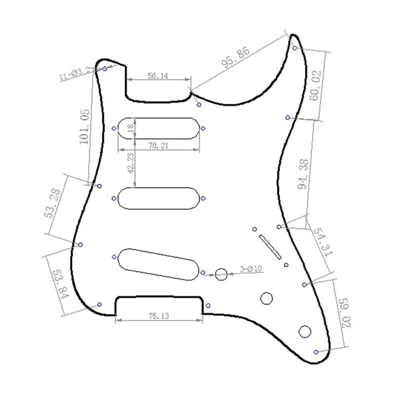 3Ply SSS 11-otworowa Maskownica Do Gitary Elektrycznej Odporna Na Zarysowania Pcv Panel Gitar Elektrycznych Akcesoria Do Instrumentów Muzycznych Płytka ochronna maskownicy do gitary elektrycznej(White