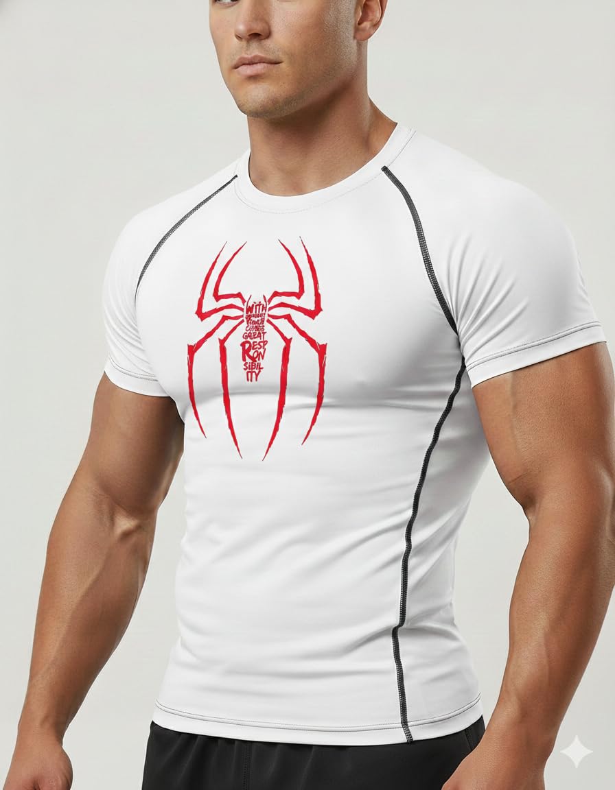 KRD Men's Polyester Blend Compression T-Shirt, Half Sleeve Athletic Sports Tight, Crew Neck, Slim Fit, Black, for Fitness and Workout-image-24