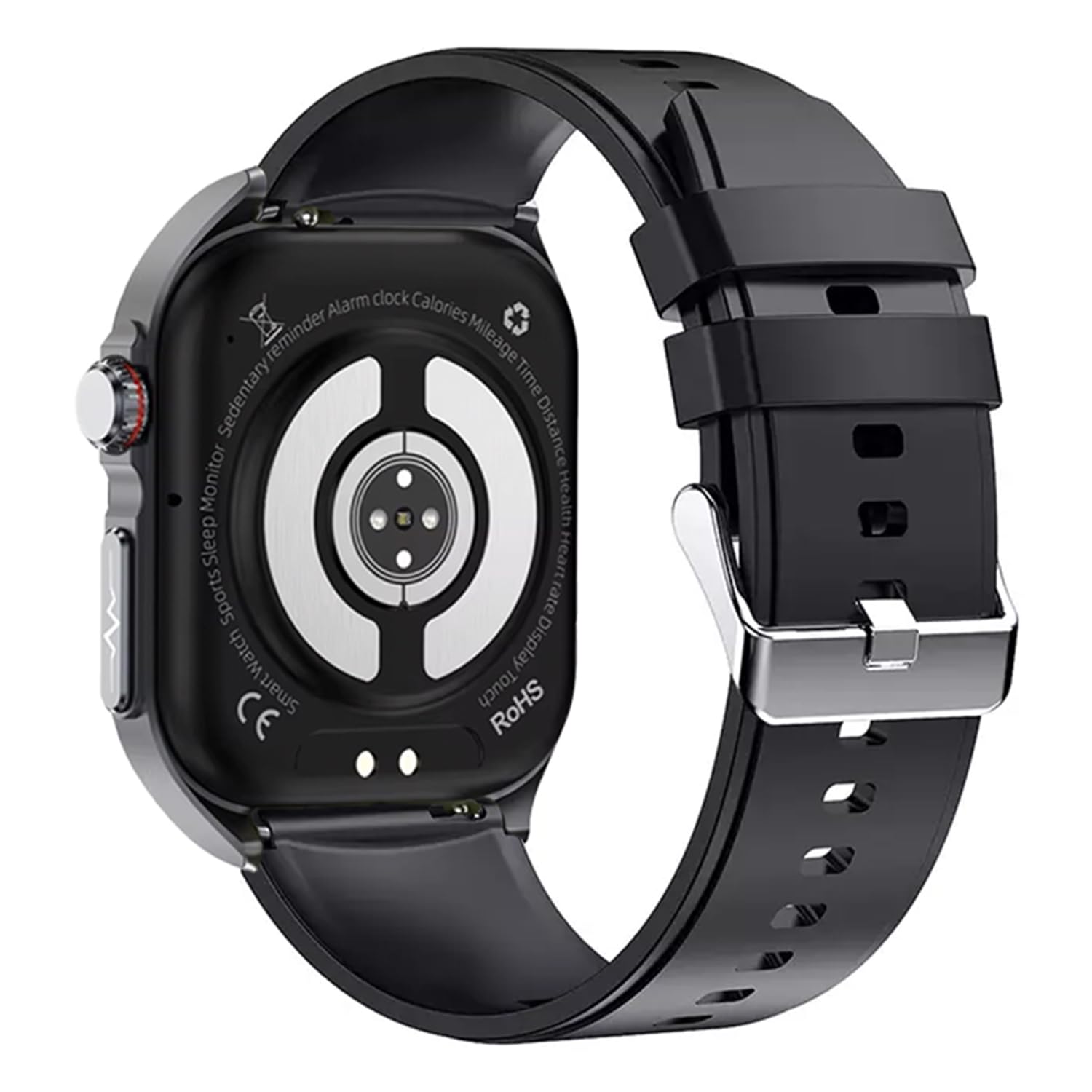 Knauermann PRO 3 Fan Edition eckig (2025) Grau, Gesundheitsuhr Smartwatch mit Telefoniefunktion, EKG Plus HRV und SOS Funktion, BT Bluetooth, Schlafapnoe, Silikonband Schwarz, 14-24
