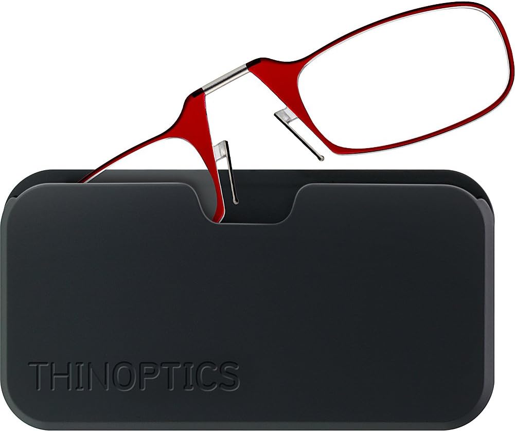 unisex-adult Reading Glasses + Black Universal Pod Case | Red Frames, 2.00 Strength Readers Red Frame / Black Case, 44 mm