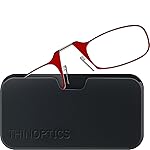 ThinOptics unisex-adult Reading Glasses + Black Universal Pod Case | Red Frames, 1.50 Strength Readers Red Frame / Black Case, 44 mm