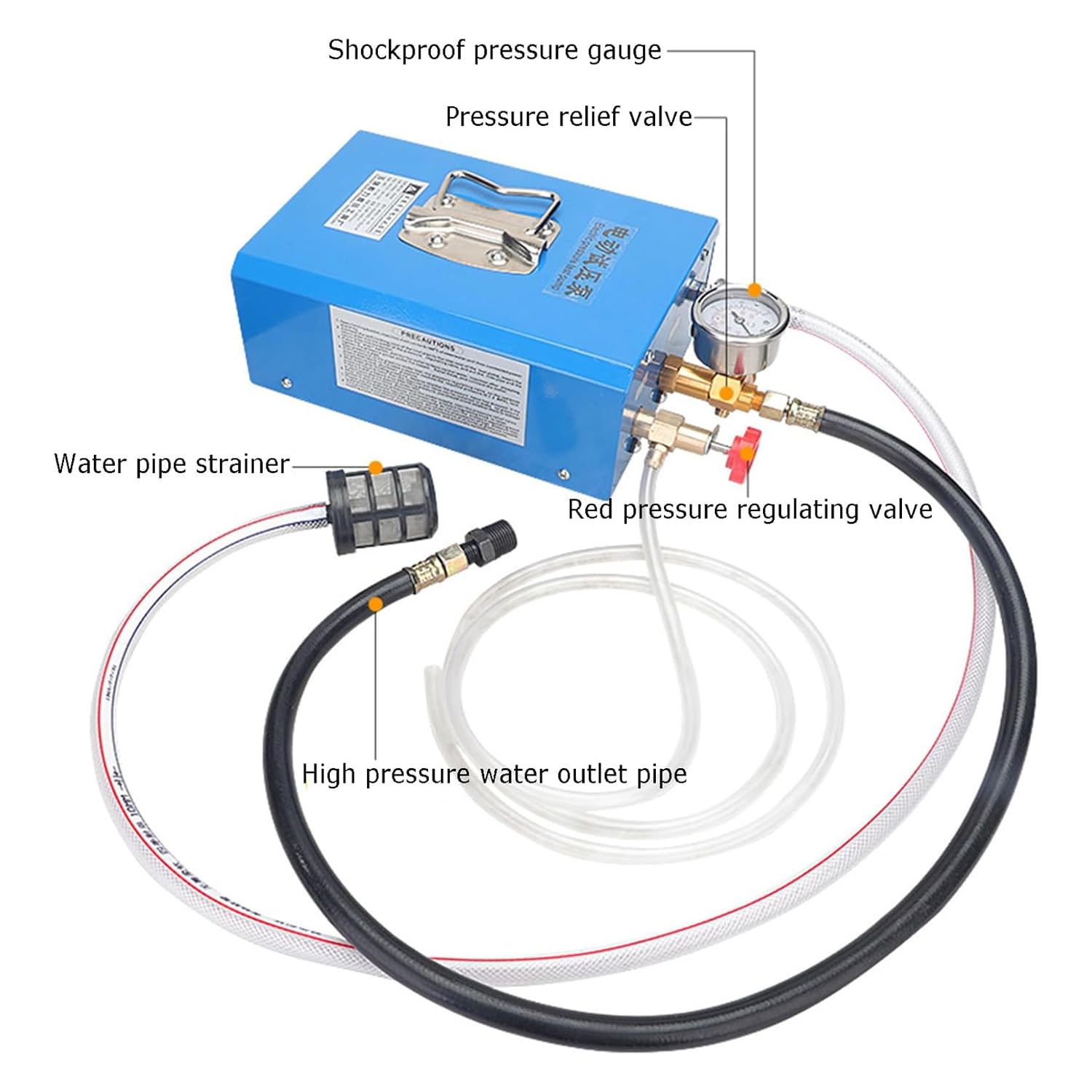 Bomba eléctrica de prueba de presión, herramienta de prueba hidrostática para comprobación de tuberías, 0-12 kg/cm², 9 l/min, con medidor a prueba de golpes para calefacción de suelo, calefacción de