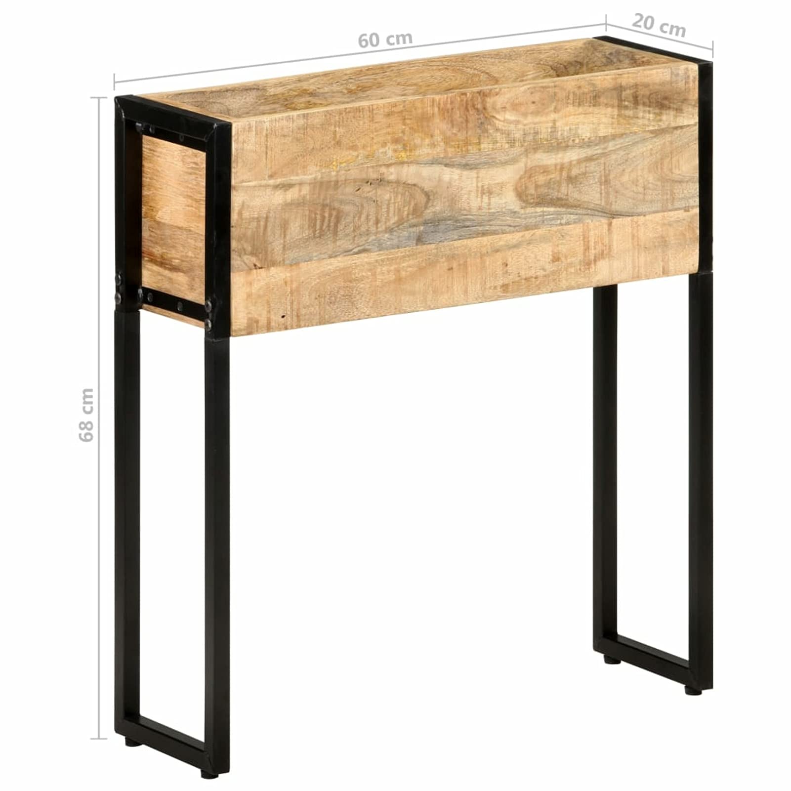 Homgoday Pflanzgefäß mit Gitter für den Garten, Pflanzgefäß 60 x 20 x 68 cm aus unbehandeltem Mangoholz, Pflanzgefäß für den Garten, Pflanzgefäß für den Außenbereich, Blumenkasten für Balkon