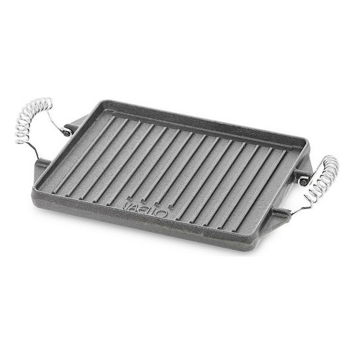 Vaello La Valenciana 3427 Cast Iron Griddle Rectangular Plate, 27 X 21 cm, Silver