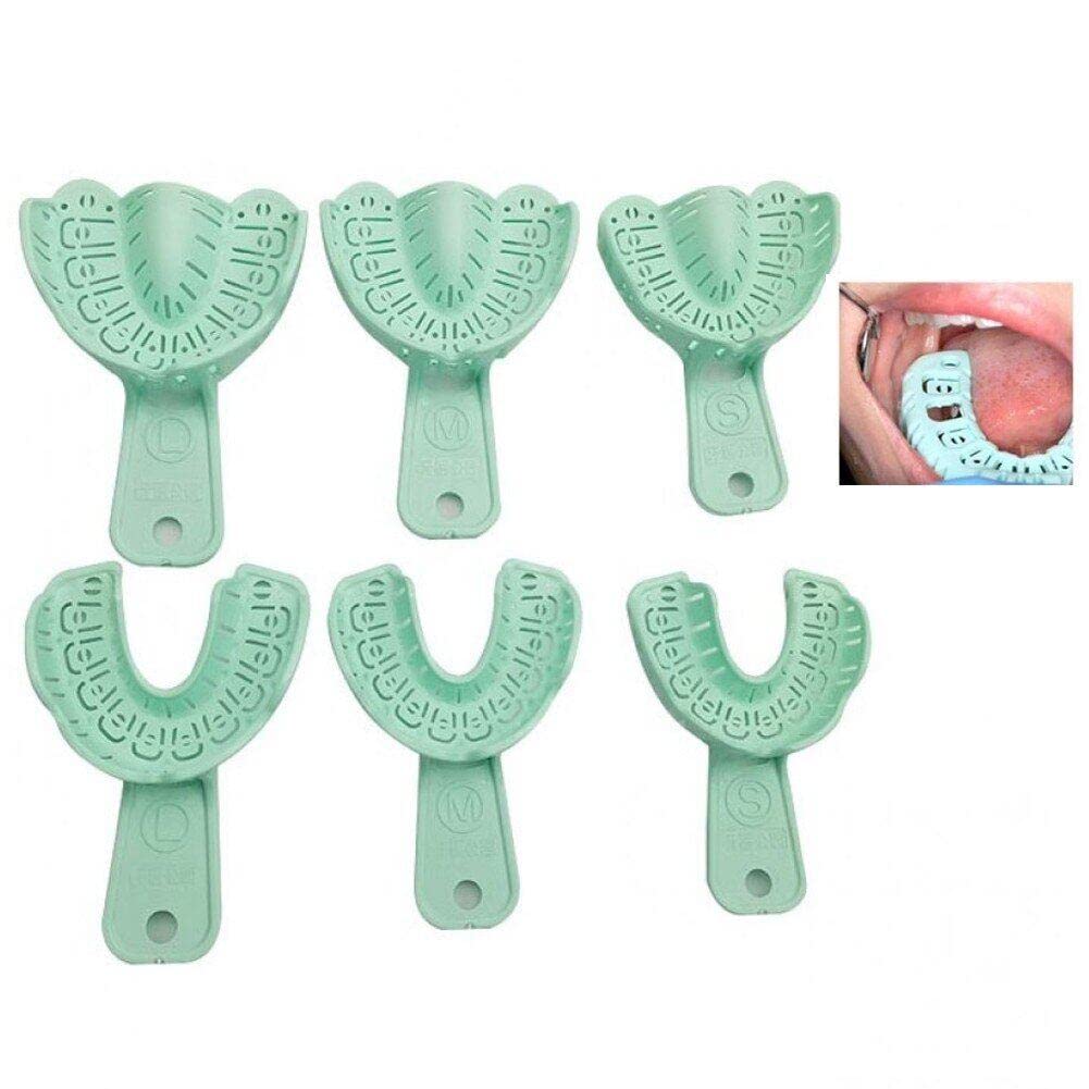 Fopytu Dental Teeth Impressions Tray 3 Pairs Plastic Perforated Teeth Holder Different Sizes Dentist Tool Supply Accessories