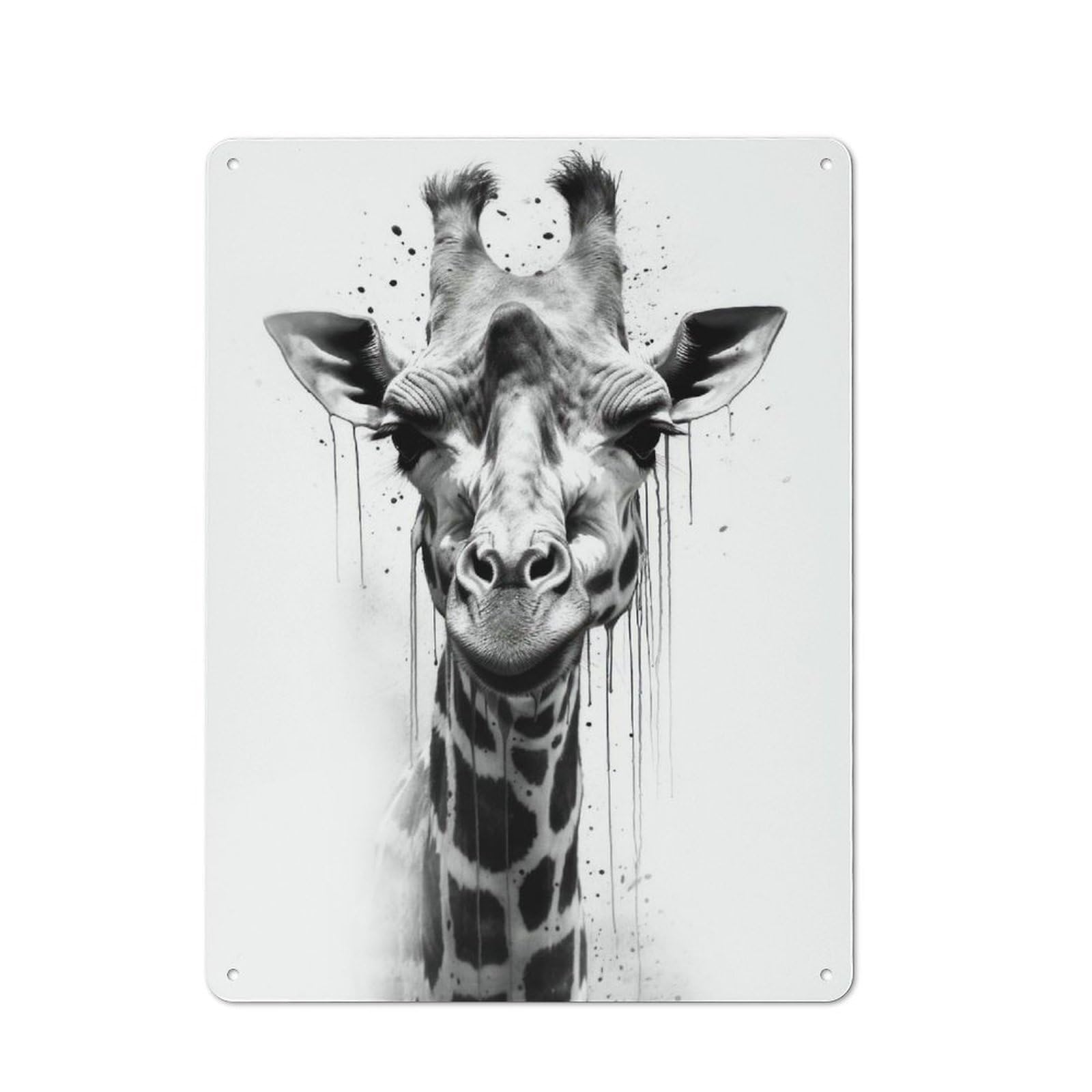 Junmoney Style-8 Country Metal Sign With Giraffe Beauty Watercolor Design 40X30cm, Barn Style Farmhouse Wall Decor For Farmhouse Kitchen, Pantry Or Dining Area