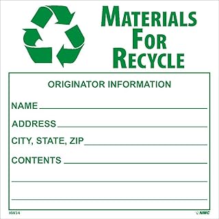 NMC HW34AL Materials for Recycle - Originator Information - Name, Address, City, State, Zip, Contents_ Label - PS Paper Hazardous Material Label