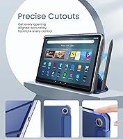 Vista 5 de MoKo Funda compatible con tablet Yaxa Kindle Fire Max 11 (13ª generación, versión 2023) de 11 pulgadas, funda delgada de piel sintética con azul