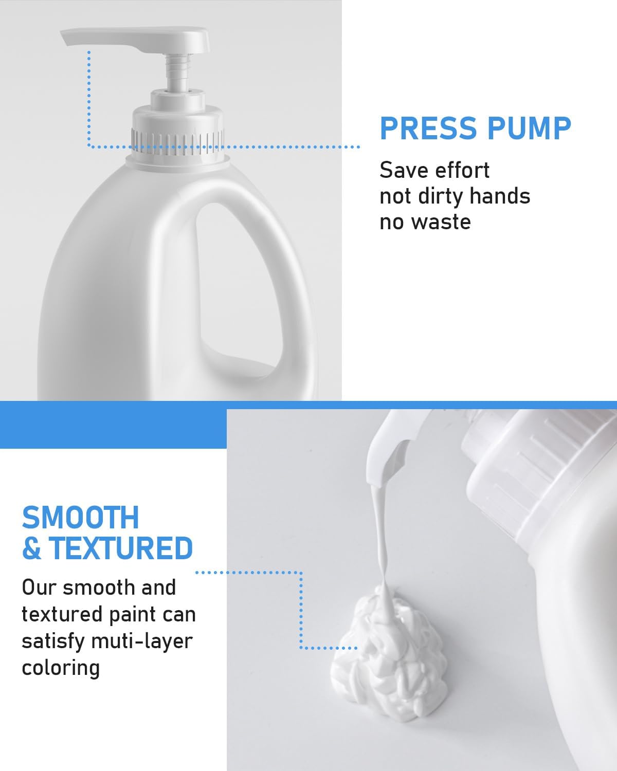 Nicpro 2 Pack White Large Acrylic Paint Set (69 oz, 2040 ml) Rich Art Painting Supplies Non Toxic for Multi Surface, Canvas, Wood, Leather, Fabric Stone Craft, for Beginners & Artists with Pump