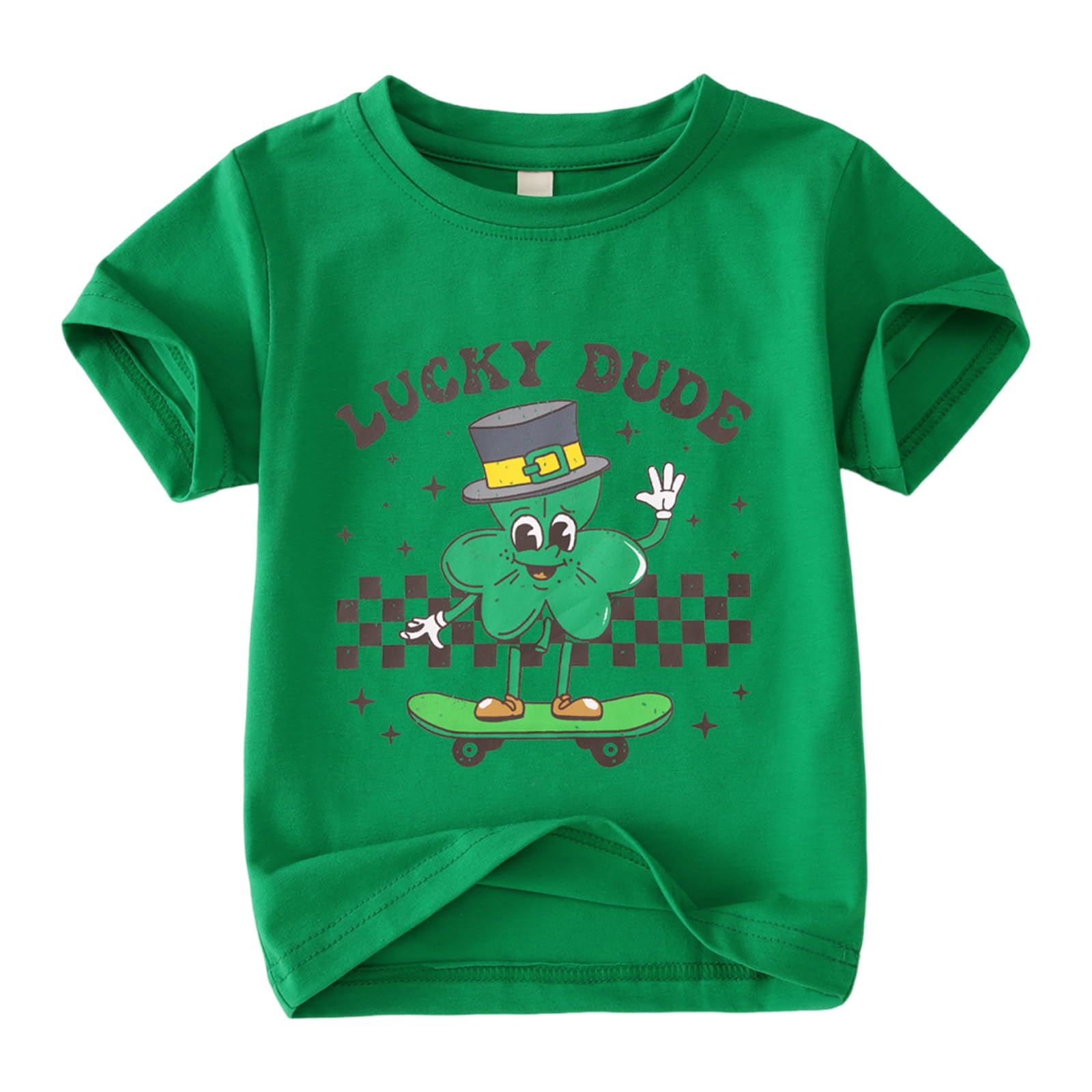 CM C&M WODRO Toddler Baby St Patrick's Day T-Shirt Boy Clover Lucky Dude Shirt Short Sleeve Irish Shamrock Graphic Tees Tops (Green, 3-4T)