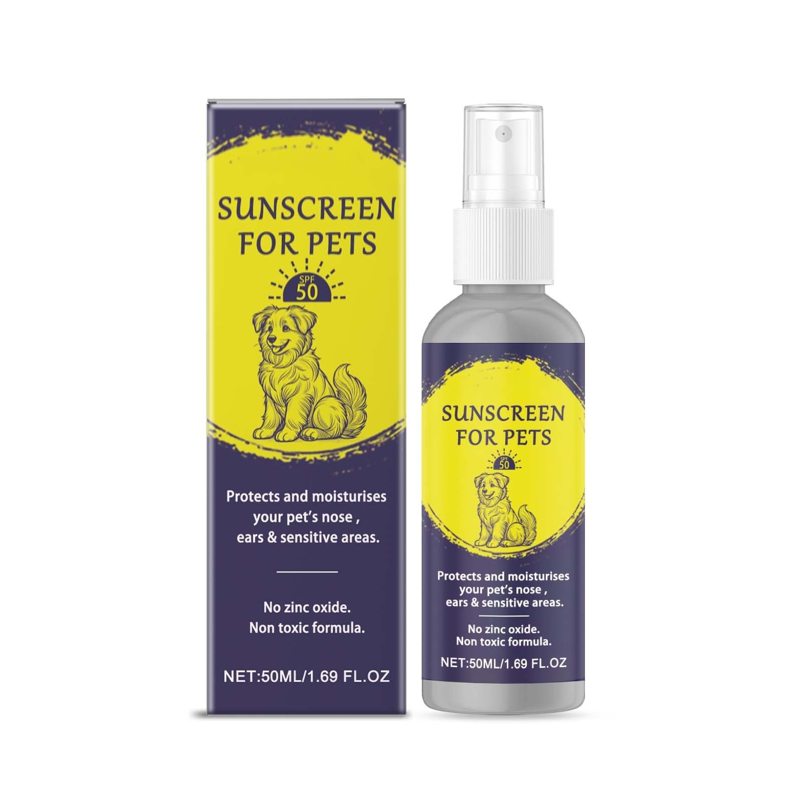 Pet Sun Protector, SPF 50 Pet Sunscreen Lotion Bottle Sun Protection For Pets 50 ML | Moisturising Sunscreen For Dogs And Cat Non-Toxic Formula Dog Nose | Dog Paw Balm Sun Cream Balm (1)