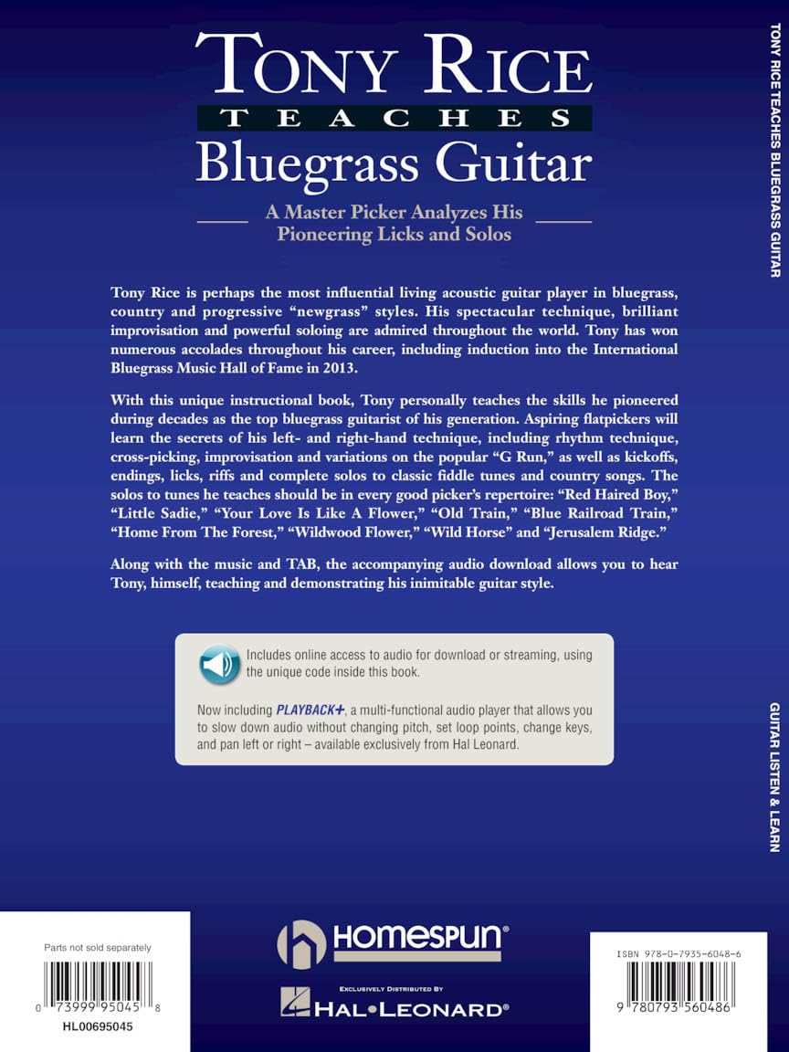 Tony Rice Bluegrass Guitar Songbook | Learn Flatpicking, Licks, and Solos | Includes Guitar Tabs and Online Audio | Essential Instructional Book for Bluegrass and Acoustic Guitarists