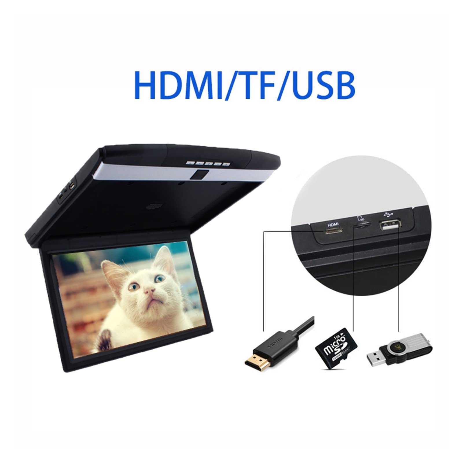 Monitor samochodowy 17 Cal ekran HD LCD MP5 odtwarzacz wideo do montażu na dachu samochodu wyświetlacz multimedialny sufit TV Link FM IR głośnik Film dla dzieci(17 inch Grey)