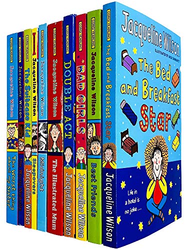 Jacqueline Wilson 10 Books Collection Set (Bed and Breakfast Star, BestFriends, Bad Girls, Double Act, Illustrated Mum, Midnight, Sleepovers, Suitcase Kid & MORE!)