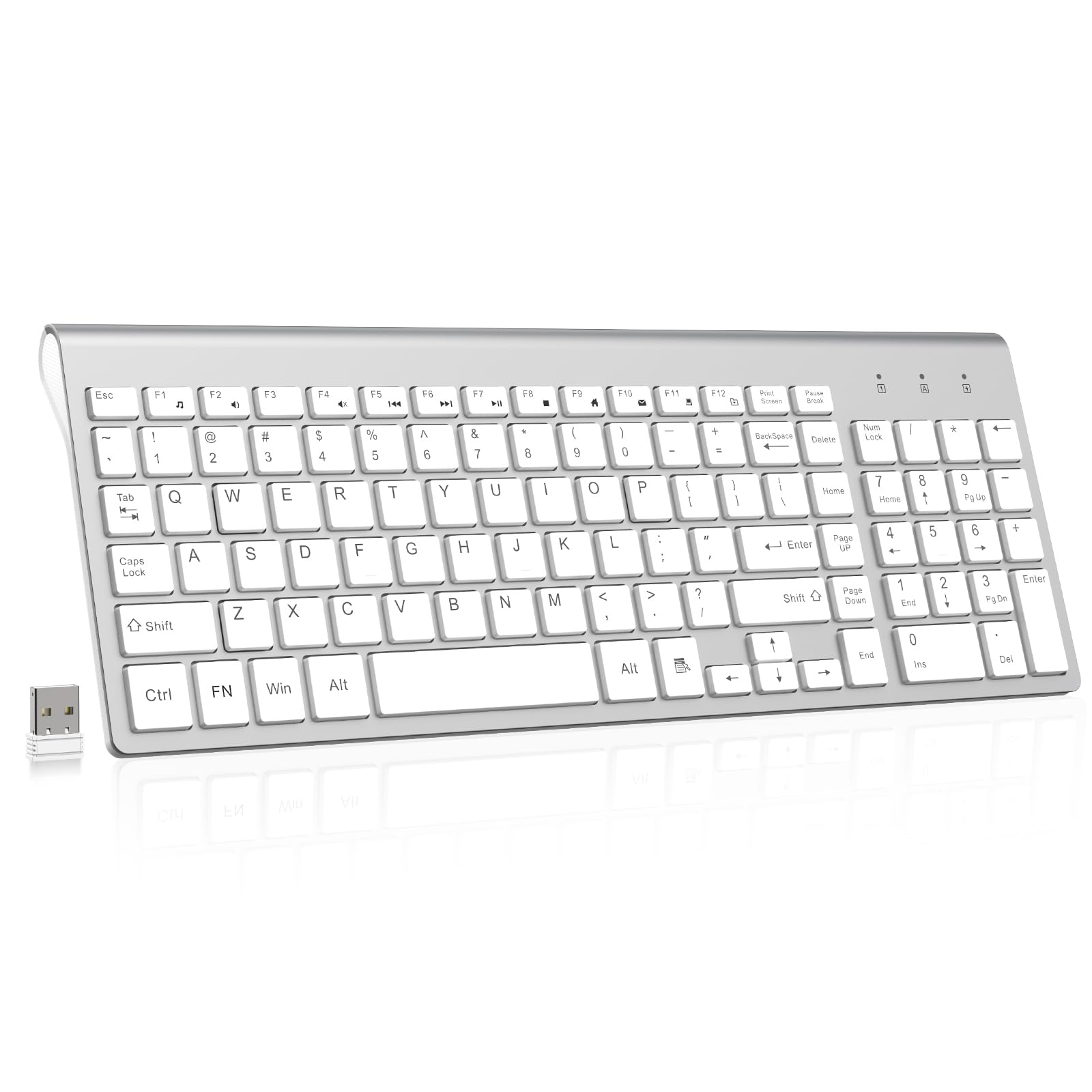 cimetech Wireless Keyboard, 2.4G USB Ultra-Thin Ergonomic Keyboard, Plug and Play Compact Full Size Keyboard with Windows, Mac, Laptop, PC, Desktop - Silver-picture-11