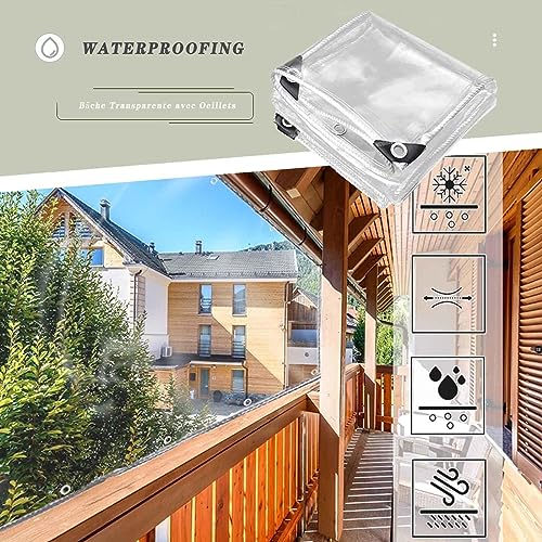 Bâche transparente en PVC imperméable extérieure avec œillets et fermeture éclair - 5