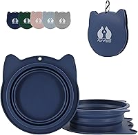 Vista 10 de RUNROLE Cuencos plegables de silicona 2 en 1 para viaje para perros, juego de cuencos de agua y comida para mascotas, cuencos portátiles para Azul