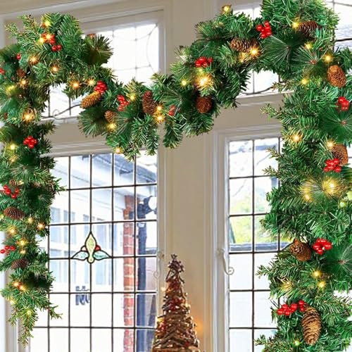 Weihnachtsgirlande mit Beleuchtung,2.57M LED Girlande Weihnachten,Vor...
