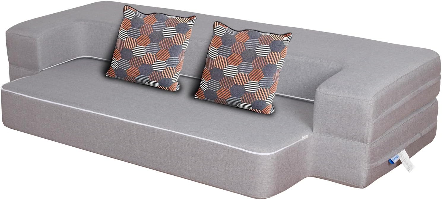WOTU Folding Sofa Bed Couch Memory Foam Mattress Convertible Fold out Futon Sofa Sleeper Chair Bed for Guest Bedroom and Living Room, 75" W x 30" D x 20" H Twin Size, Washable Cover,Light Grey