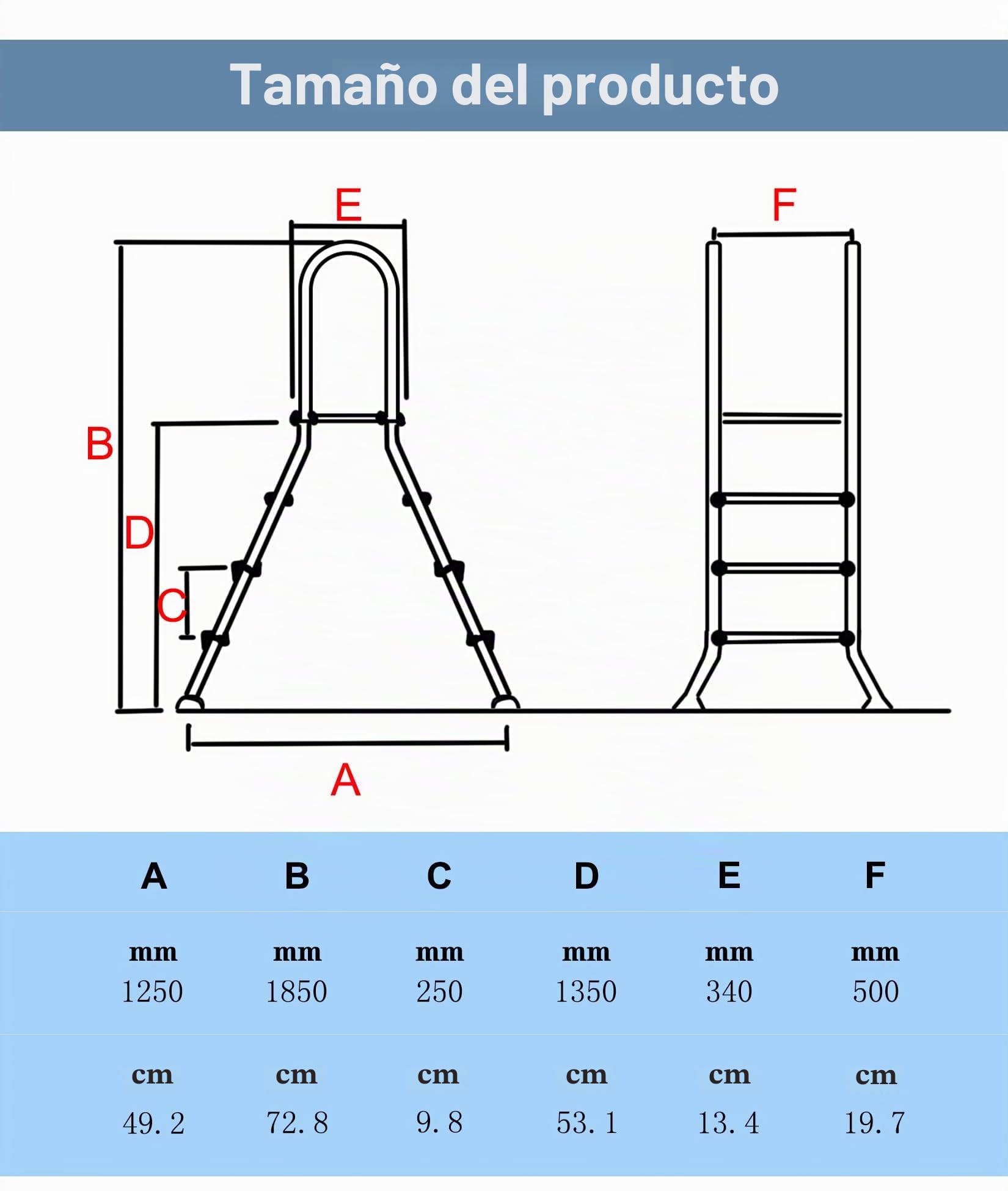 Escalera de piscina estable para piscina sobre el suelo, escaleras de piscina sobre el suelo de acero inoxidable 304 grueso para exteriores, escalera de 4 escalones de piscina, capacidad de 550 libras