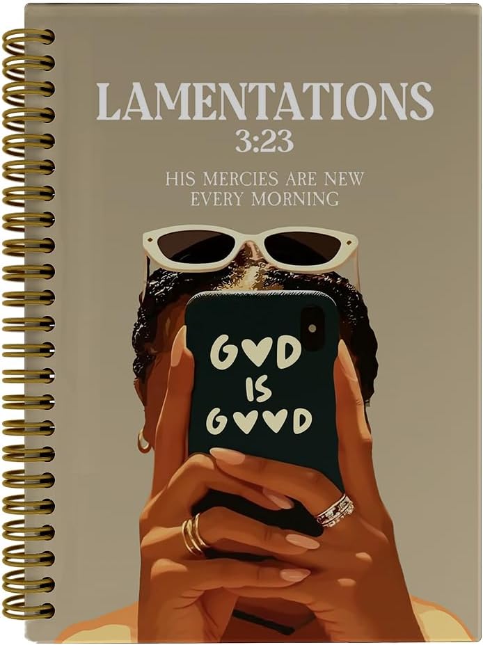Inspirational Black Girl Christian Spiral Notebook for Work Study, Prayer Journal for Black Women, His Mercies are New Every Morning Bible Notebook Journal for Church Note, 5.5x8.3 Inch