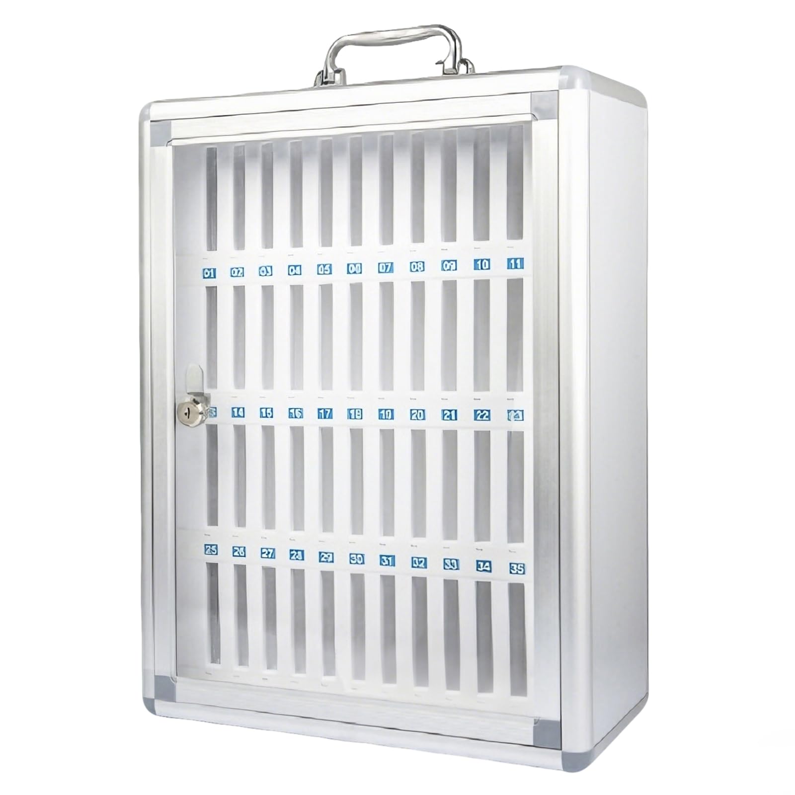 Zephviora 48-Slot Aluminium Alloy Cell Phone Locker with Keys, Wall Mount or Desktop Phone Storage Cabinet with Handle & Numbered Slots for Classroom, Office, Gym (48 Slots)