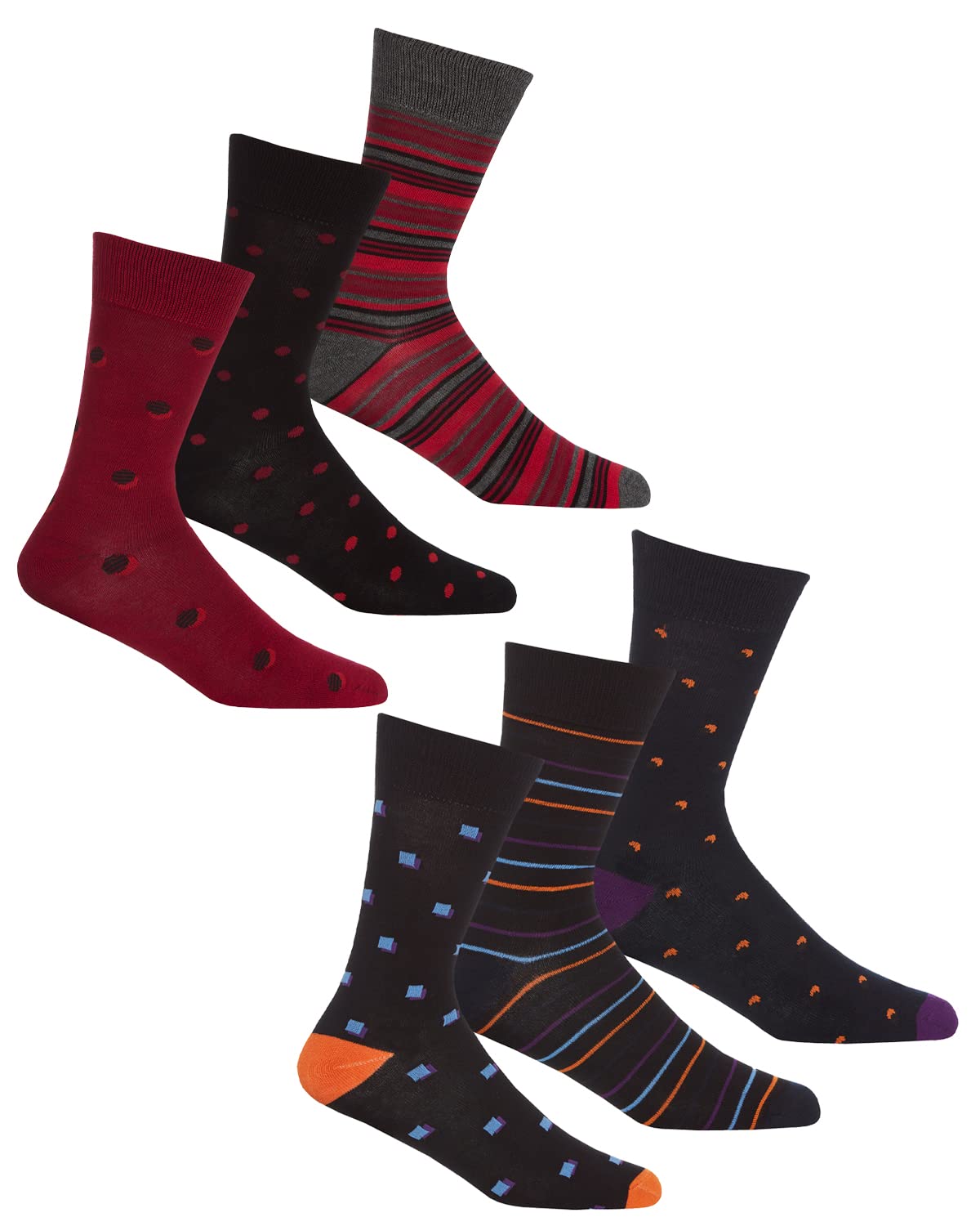 Undercover Men's 12 Pairs - Spot/Stripe Mix 12 Pairs Bamboo Socks 40B603 Spot