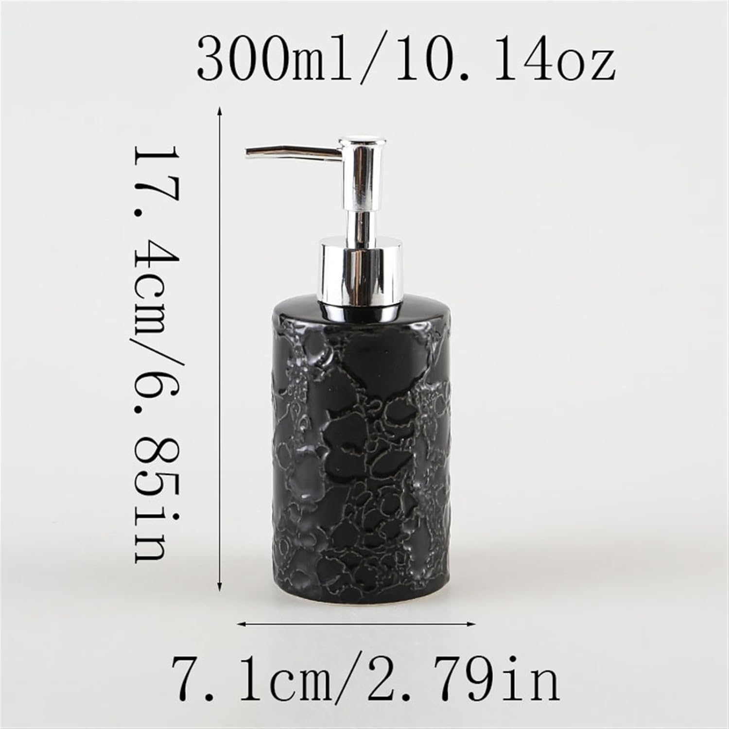 Hand Soap Bottle Black Soap Dispenser for Bathroom Kitchen Dressing Table Ceramic Soap Bottle for Lotion Shampoo Massage Oil Detergent Dispenser，