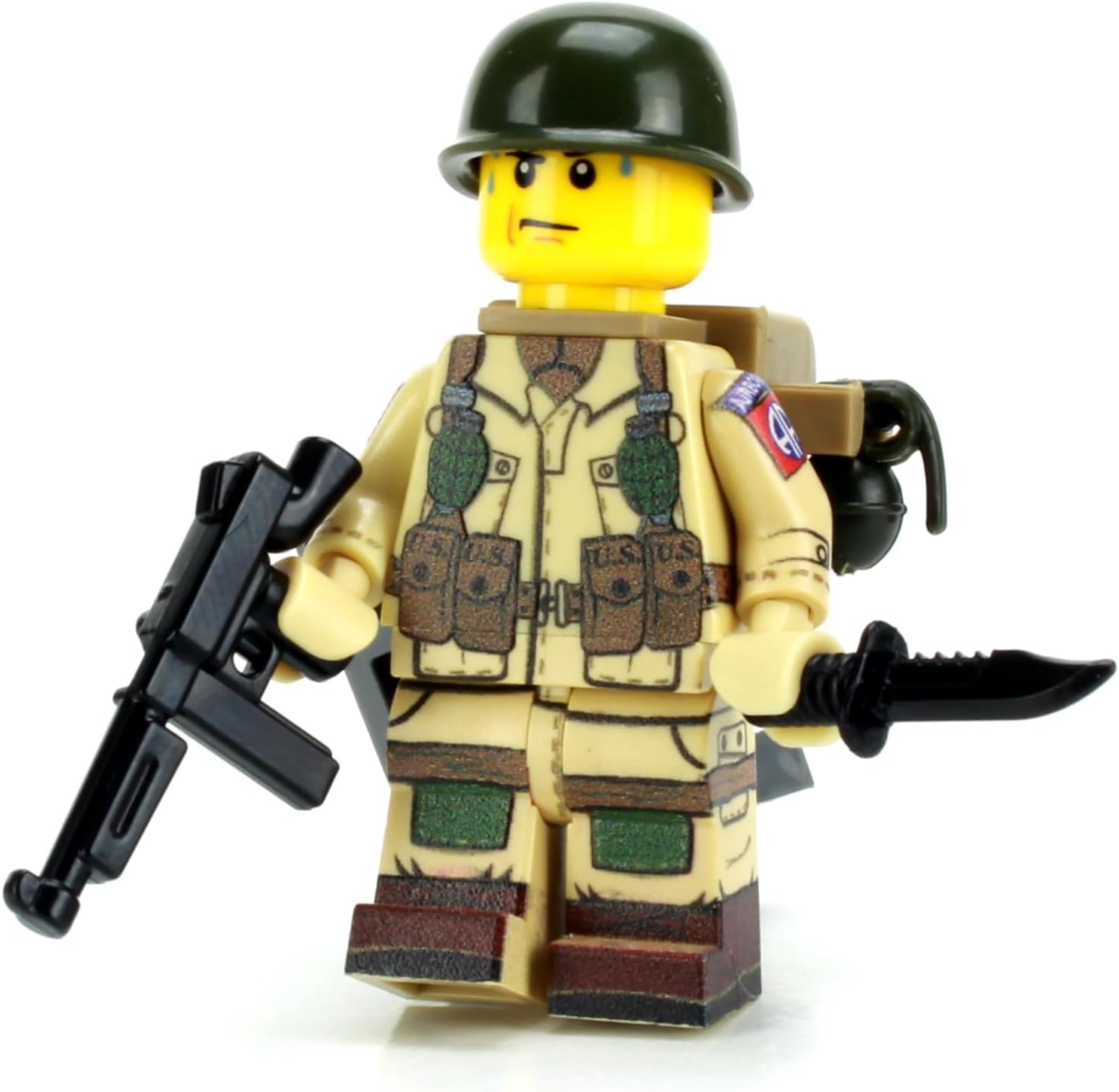 Battle Brick 1.6 Inches Tall Collectible US Army WW2 82nd Airborne Paratrooper Minifigure | Genuine Military Minifig | Packaged in The USA | Great Gift for Ages 8+ to Adult AFOL