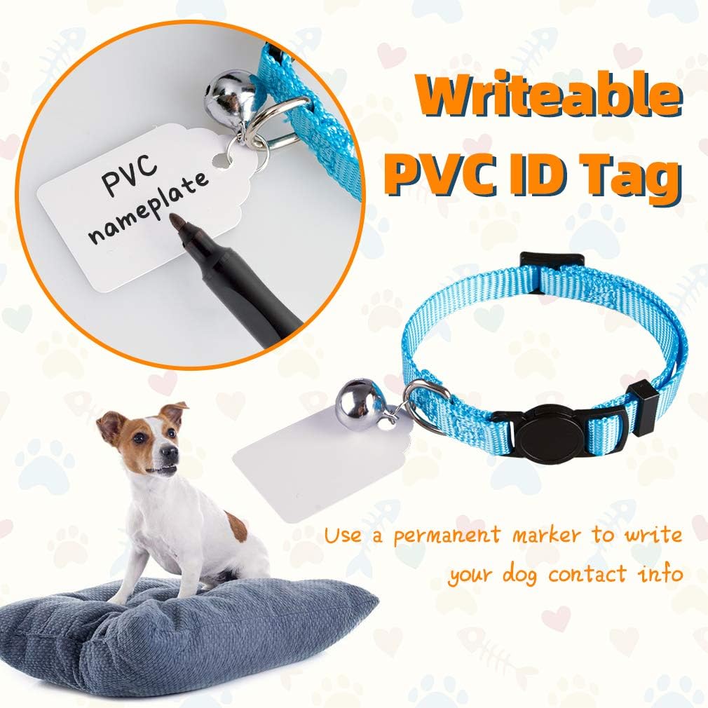 EXPAWLORER Puppy ID Collar - 14 Pack Writable Dog Name Tag with Colorful Adjustable Pet Whelping Collars with Bells, Identification Breakaway Safety Litter Collars Record for New Bron Dogs