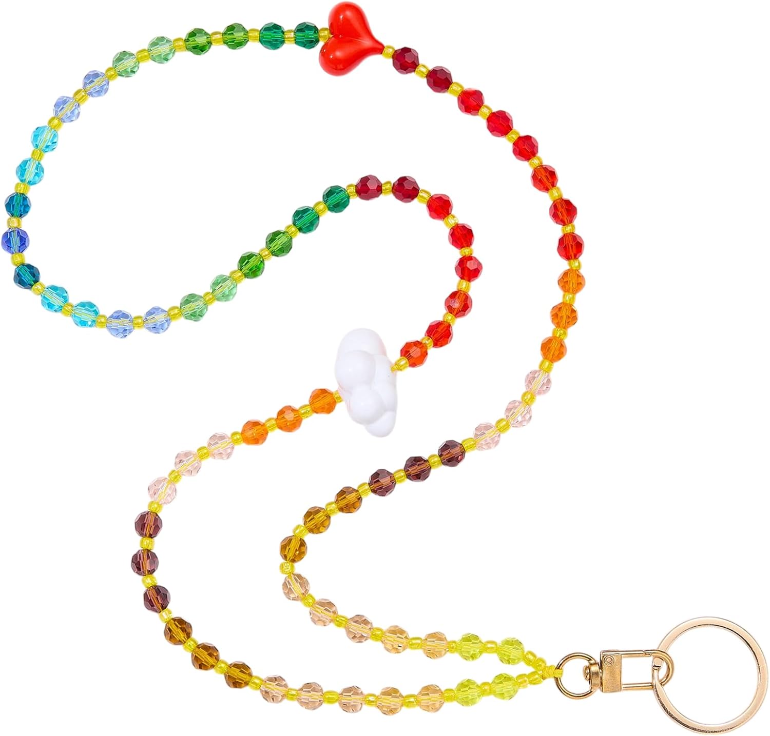Ornaland Beaded Lanyard for Id Badges Women Teacher, Colorful, 490 mm