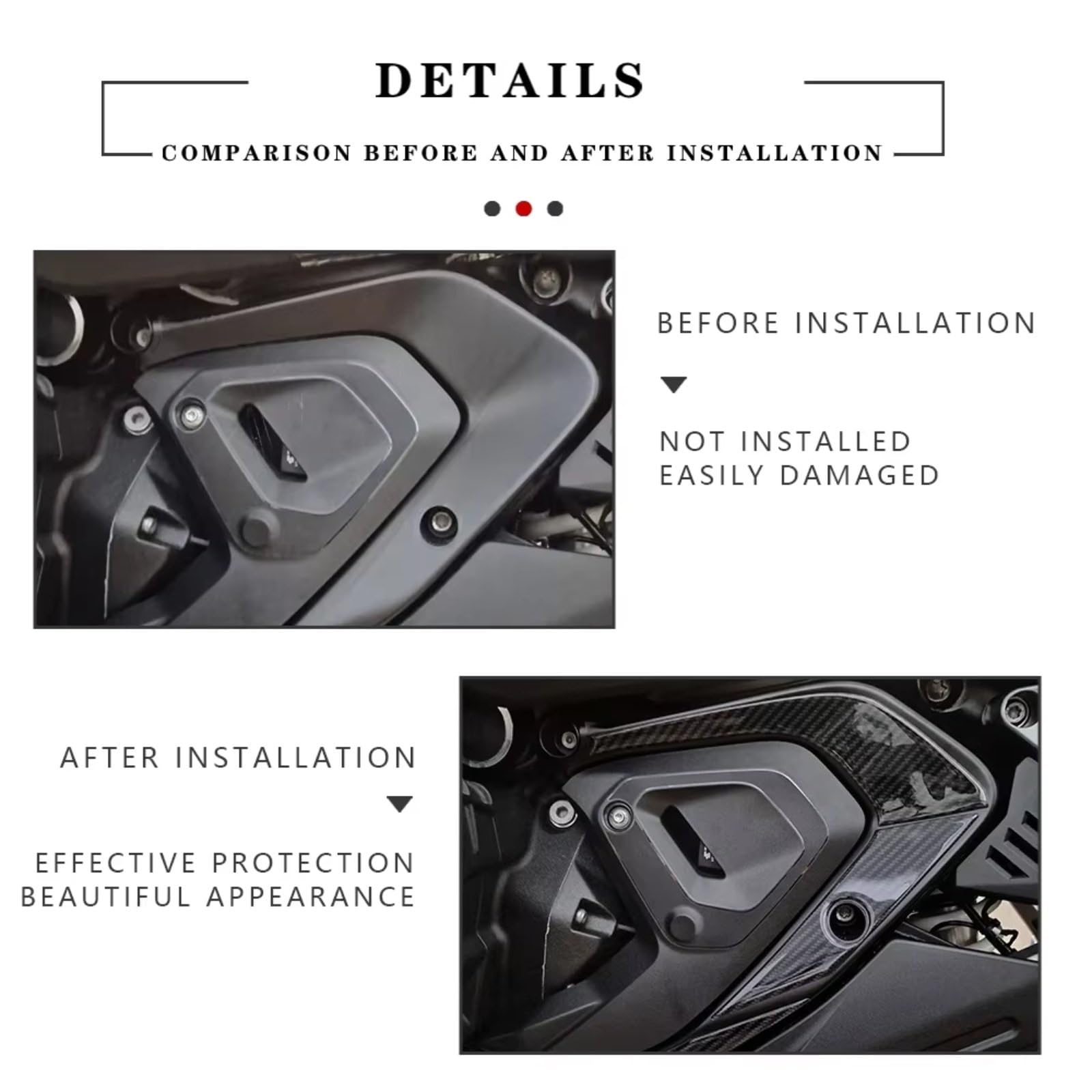 Compatibile Con Per R1300GS Per ADV Per Adventure Per Triple Black Carbon Look 3D Gel Protezione Telaio Moto Adesivo Antigraffio Antiscivolo Serbatoio(Carbon fiber kit)